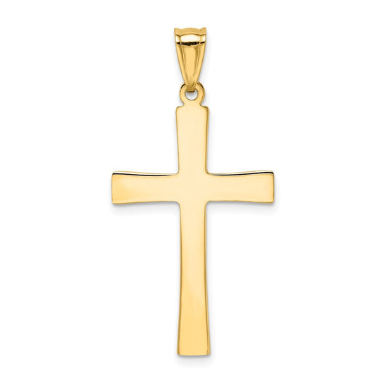 14k and White Rhodium Diamond-cut Cross Pendant