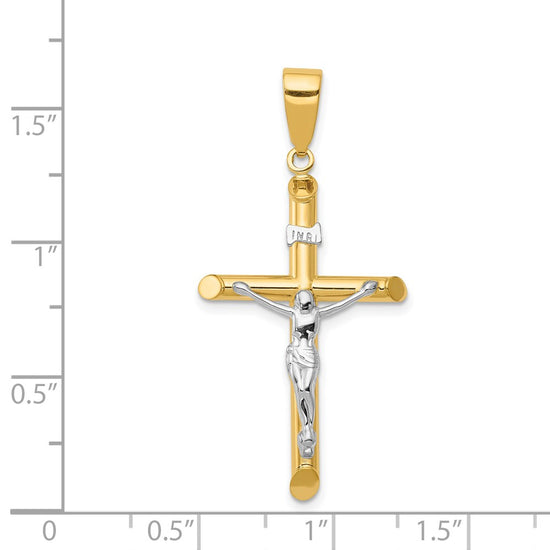 14k Two-tone Hollow Crucifix Pendant