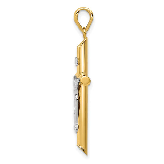 14k Two-tone Hollow Crucifix Pendant
