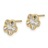14K and White Rhodium Diamond-cut Flower Post Earrings
