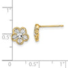14K and White Rhodium Diamond-cut Flower Post Earrings
