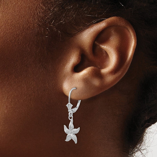 Gold Starfish Dangle Leverback Earrings