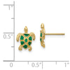 14K Green Enameled Sea Turtle Post Earrings