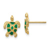 Gold Enameled Turtle Post Earrings
