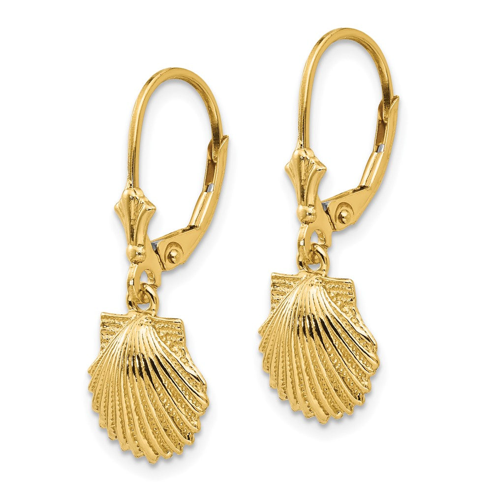 Gold Sea Shell Leverback Earrings
