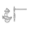 14K White Gold Anchor with Rope Trim Post Earrings