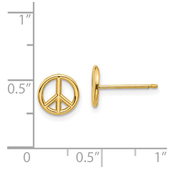 Gold Peace Symbol Post Earrings