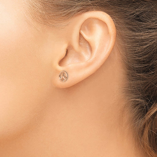Gold Peace Symbol Post Earrings