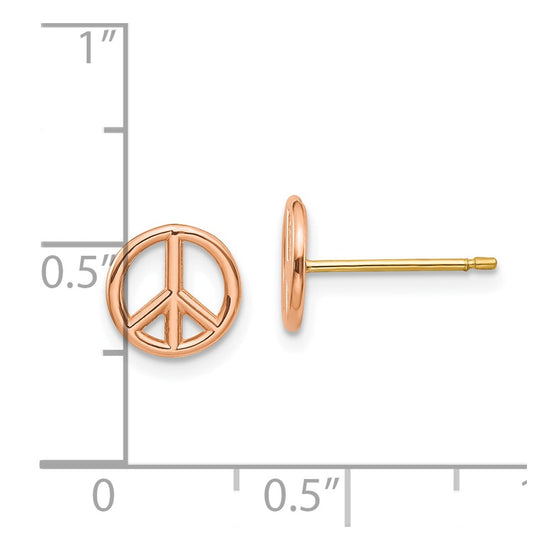 Gold Peace Symbol Post Earrings