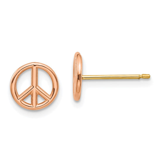Gold Peace Symbol Post Earrings