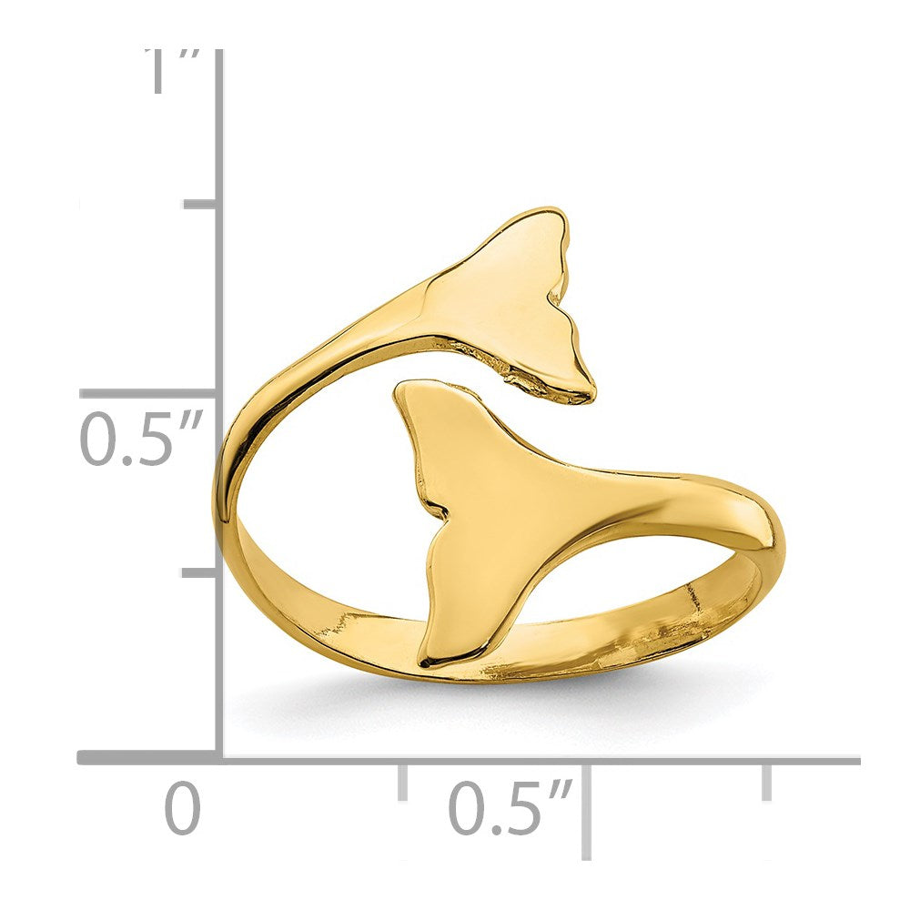 14K Double Whale Tails Bypass Ring