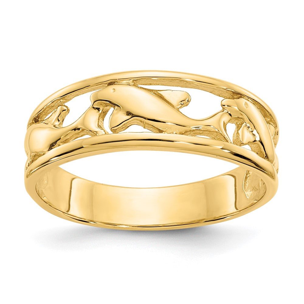 Gold Polished Dolphin Rings