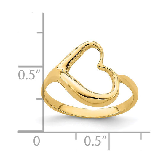 14K Tilted Open Heart Ring