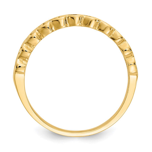 14k Polished Chain Hearts Ring