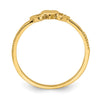 14K Solid Heart with Diamond-cut Hearts Ring