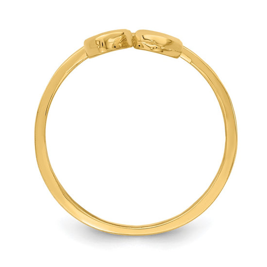 14K Double Heart Drop Ring