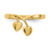 14K Double Heart Drop Ring