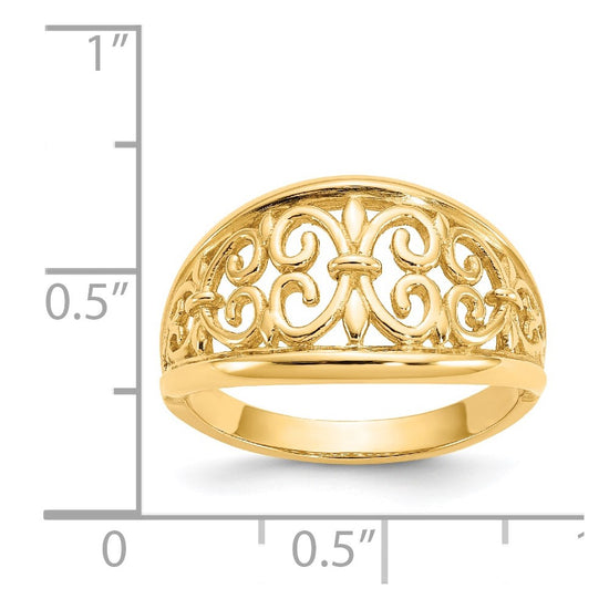 Gold Polished Fleur De Lis Rings