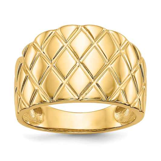 14K Quilted Pattern Dome Ring