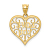 14k and White Rhodium Filigree LOVE YOU Heart Pendant