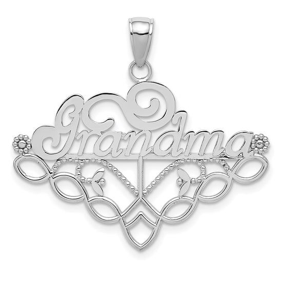 14k White Gold GRANDMA Birthstone Charm Holder Pendant