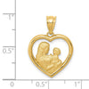 14k Polished and Satin Mom and Baby Heart Charm