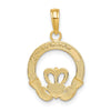14k Flat-Backed FRIENDSHIP LOVE LOYALTY Claddagh Pendant