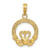 14k Flat-Backed FRIENDSHIP LOVE LOYALTY Claddagh Pendant