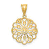 14K and White Rhodium Diamond-Cut Round Pendant