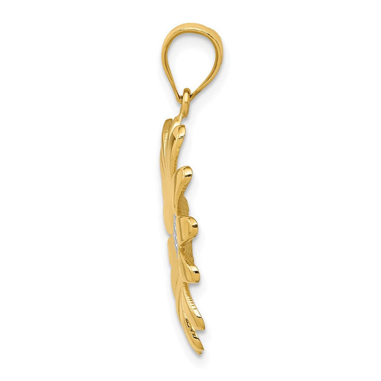 14k and White Rhodium Sunflower Pendant