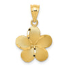 14k Satin Diamond-cut Plumeria Pendant