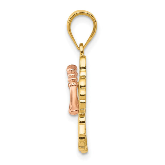 14k Yellow and Rose Gold Hibiscus Flower Pendant
