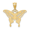 14k and White Rhodium Diamond-cut Butterfly Pendant