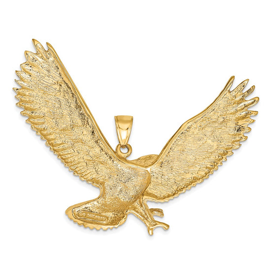 14k Large Textured Eagle Pendant