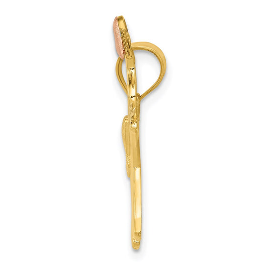 14k Two-tone with White Rhodium Elephant with Heart Pendant