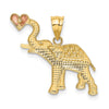 14k Two-tone with White Rhodium Elephant with Heart Pendant