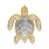 14K Two-Tone Turtle Pendant Chain Slide