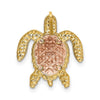 14K Two-Tone with White Rhodium Turtle Pendant Chain Slide