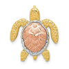 14K Two-Tone with White Rhodium Turtle Pendant Chain Slide