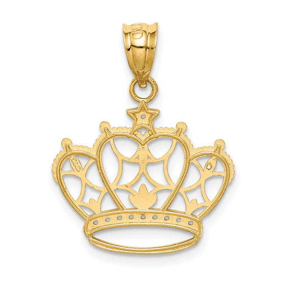 14k and White Rhodium Crown Pendant