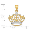 14k and White Rhodium Crown Pendant