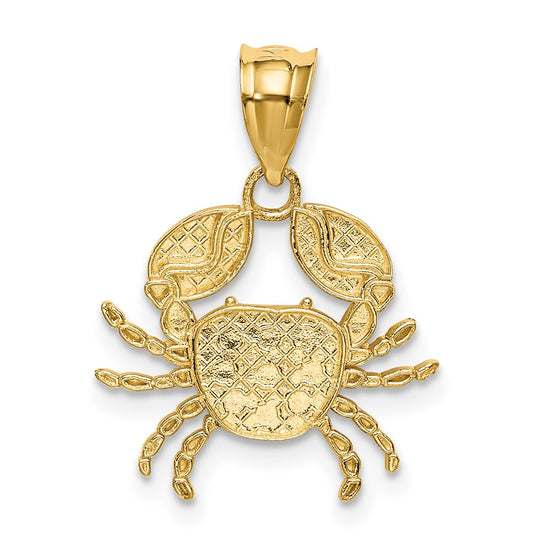 14K and White Rhodium Diamond-Cut Crab Pendant