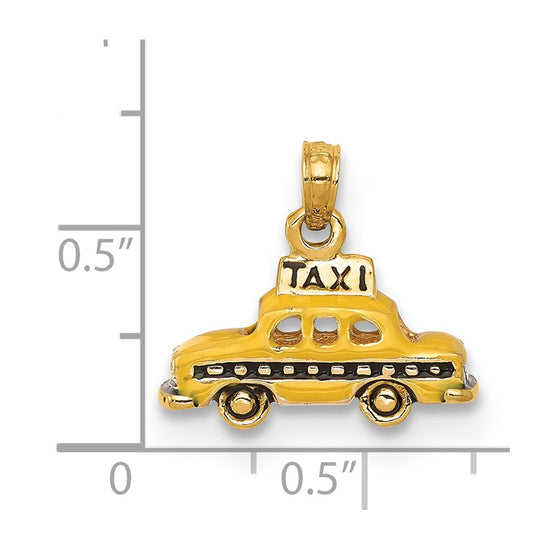 14k 3-D Enameled TAXI Pendant