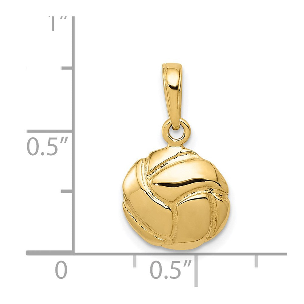 14K Solid Polished Domed Open-Back Volleyball Charm
