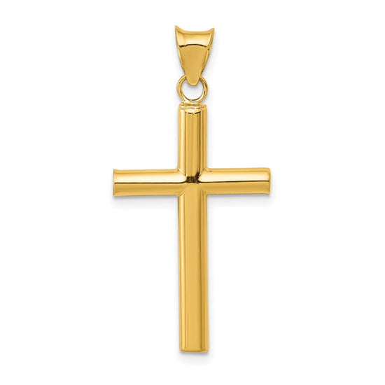 14K Polished Hollow Cross Pendant