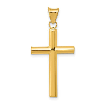 14K Polished Hollow Cross Pendant