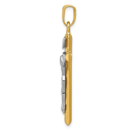 14k Two-tone INRI Crucifix Pendant
