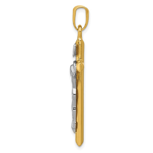 14k Two-tone INRI Crucifix Pendant