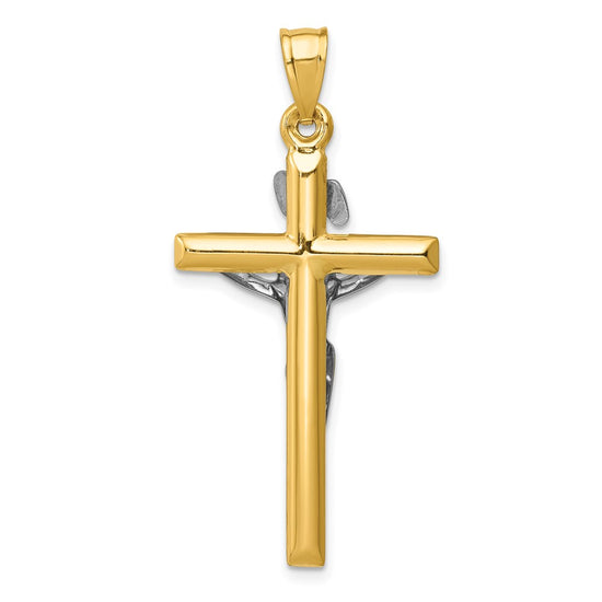 14k Two-tone INRI Crucifix Pendant