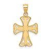 14k and White Rhodium Diamond-cut Cross Pendant